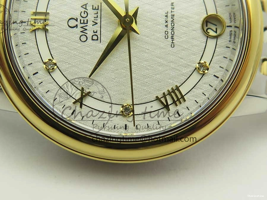 0523 Attractive De Ville Prestige Ladies 32.7mm SS MKF 1:1 Best Edition White Dial Roman Markers on SS YG Bracelet MIYOTA 7965